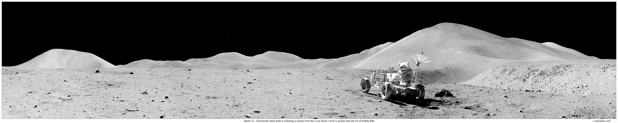 Click to buy Print of Apollo 15 Station 9a Panorama by Jim Irwin , Hadley Rille , The Moon