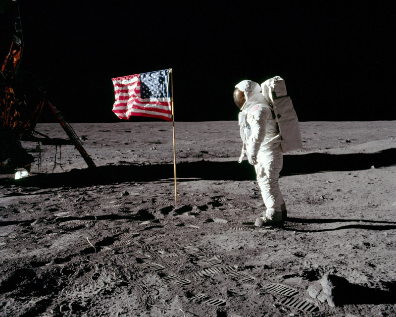 Apollo 11 Buzz Aldrin and Flag
