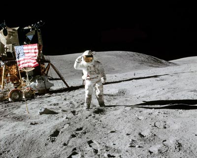 16x20 Apollo 16 Charlie Duke Flag Salute