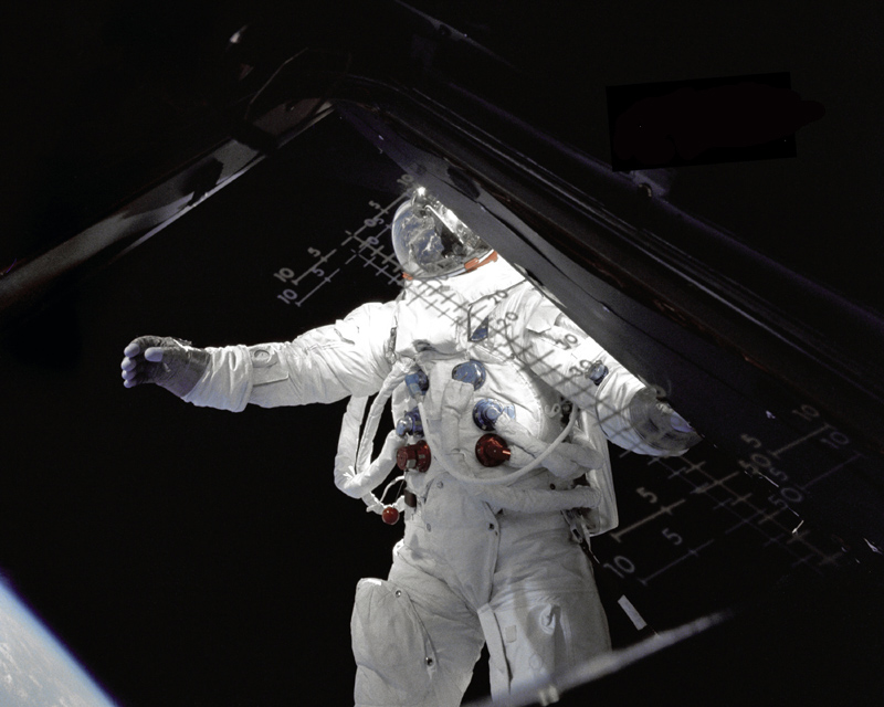 Apollo 9 LMP Rusty Schweickartduring his EVA